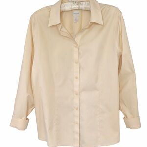 Chico's No-Iron Yellow Long 3/4 Sleeve Blouse Size 3